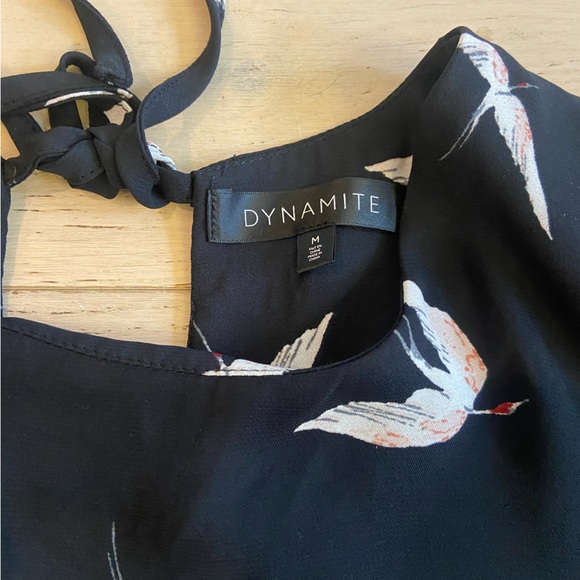DYNAMITE Swallow Print Fit & Flare Mini Dress – Medium, Square Neck, EUC - Picture 4 of 8